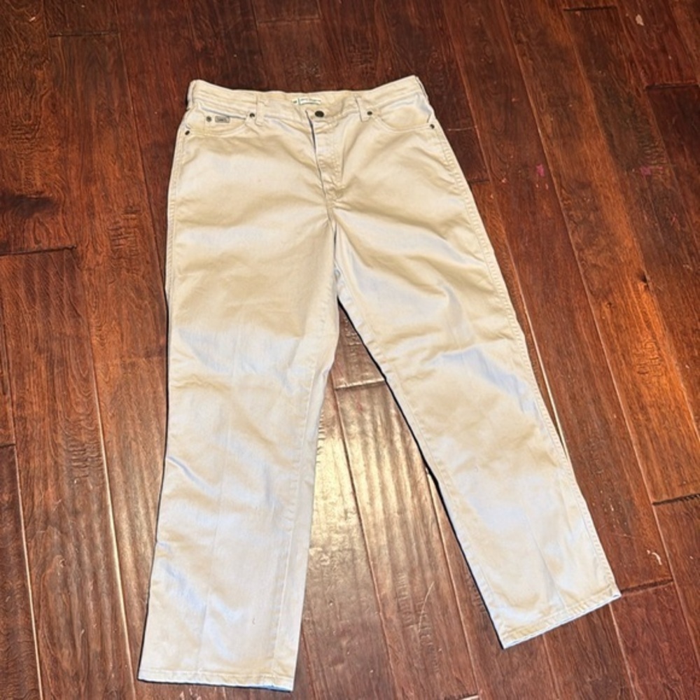 Lee tan jeans relaxed straight leg button and zip fly